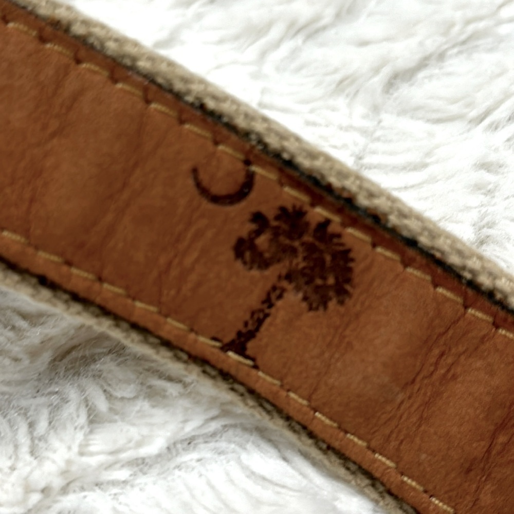 Zep Pro Belt Canvas Leather & Palmetto Tree & Crescent Moon Leather Tab Belt Tan